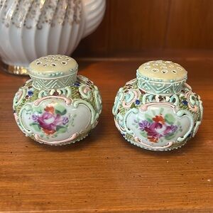 Vintage Nippon Moriage Floral Salt & Pepper Shakers